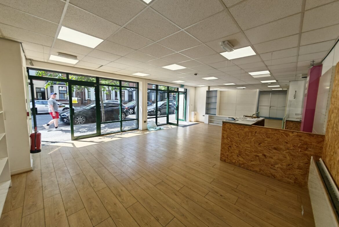 79b,c, d Springfield Road, Belfast BT12 7AE. 1200 sq ft beside the popular Blackstaff Mill where lots of food, artist, music, supermarket.