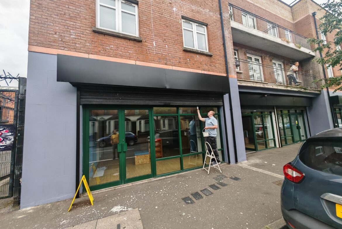 79b,c, d Springfield Road, Belfast BT12 7AE. 1200 sq ft beside the popular Blackstaff Mill where lots of food, artist, music, supermarket.